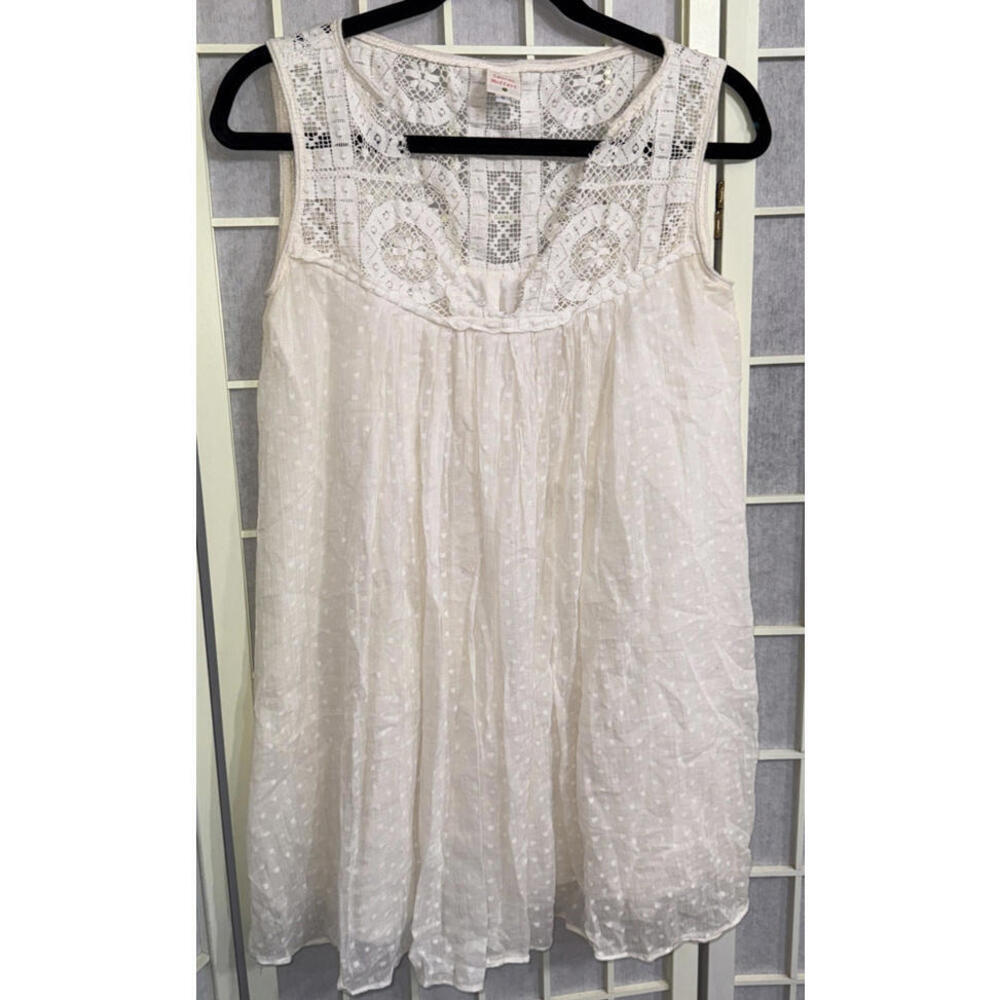 Lauren Moffatt Ivory Fairy Boho Y2K Cotton Silk Lace Mini Dress Organic Size 0